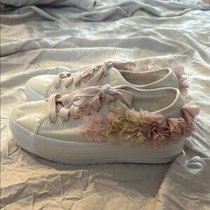 Keds Floral Embellished White and Pink Sneakers size 7.5 new